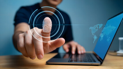 Securely access global data with advanced fingerprint biometric authentication technology for digital identity verification and network security.