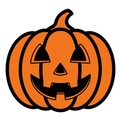 Spooky Jack-o-lantern illustration, a classic Halloween decoration with a carved face, perfect for festive holiday designs and scary autumn themes