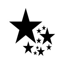 Star Silhouette of the falling of Comets, Meteorites, Asteroids, the sparks of fireworks. Vector design elements isolated on white background