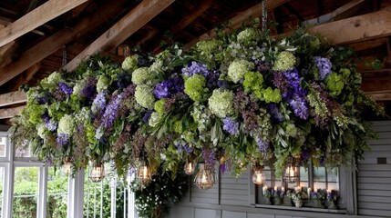 Hanging floral display.
