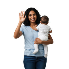 Obraz premium A woman holding a baby in her arms.