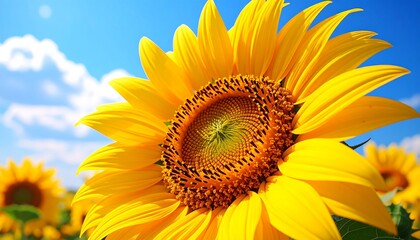 Obraz premium Sunflower Close-Up in Blooming Field