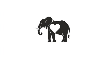 Obraz premium Creative elephant logo using negative space to form a heart. Concept: Branding, modern logo design, emotional connection, creativity through negative space, friendly and meaningful visual identity.