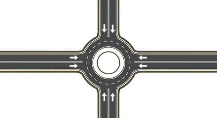 Illustration of a roundabout on a yellow background vector graphic