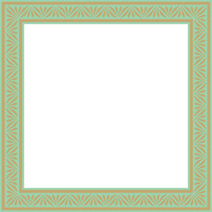 Vector gold with green square classic byzantine ornament. Rectangle, border, Ancient Greece, Eastern Roman Empire frame. Decoration of the Russian Orthodox Church