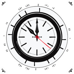Stylized clock face showing time drawing attention to time abstractly ticking forward in illustration