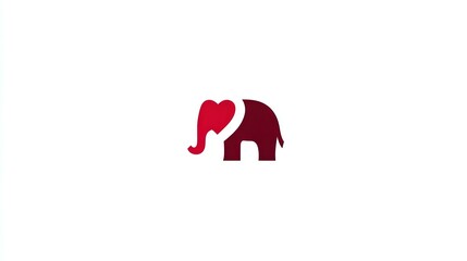 Naklejka premium Creative elephant logo using negative space to form a heart. Concept: Branding, modern logo design, emotional connection, creativity through negative space, friendly and meaningful visual identity.