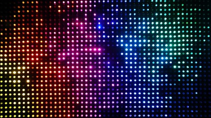 A vibrant array of led lights displaying a spectrum of colors in a structured grid pattern design