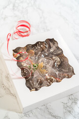Holiday Cookie Gift Box with Red Ribbon