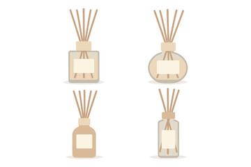 Four distinct designs of aromatic reed diffusers for home scent and wellness