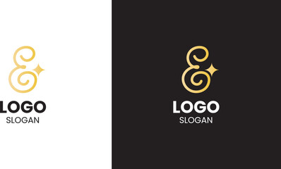 Elegant monogram-style logo featuring a golden ampersand with a star accent, shown on light and dark backgrounds. Perfect for luxury branding, boutique businesses, beauty products, fashion labels, and