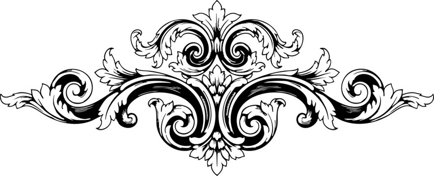 Elegant vintage flourish design with intricate scrollwork and floral motifs, perfect for luxurious invitations and decorative accents