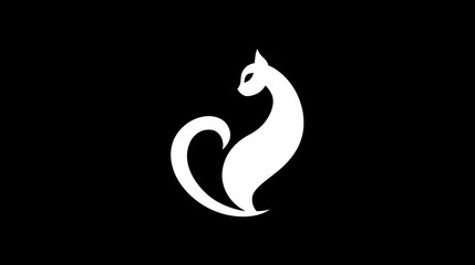 Fototapeta premium Creative cat logo using negative space to form a heart. Concept: Branding, modern logo design, emotional connection, creativity through negative space, friendly and meaningful visual identity.