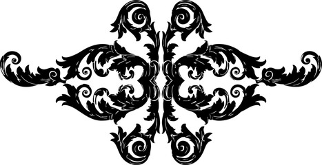 Elegant black ornate flourish design elements evoke classic luxury and sophisticated vintage style for decorative accents and artistic embellishments.