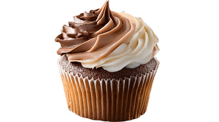 Cupcake muffin with icing frosting on transparent background cutout. PNG file.