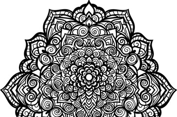 Intricate black and white mandala pattern evoking spiritual calm and artistic beauty, perfect for mindful design projects.