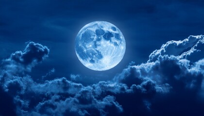 Fototapeta premium a mesmerizing blue moon shines brightly amidst dramatic clouds creating a captivating night sky scene