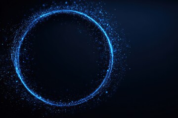 Blue Neon Circle Ring With Sparkling Particles in a Dark Background — Futuristic, Digital, and Energy-Fueled Visual for Tech, Science, and Design