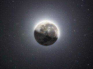 Crescent Moon Among the Stars in the Night Sky - Moonrise Among the Stars