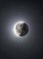 Night Sky with Crescent Moon and Sparkling Stars - Silent Night