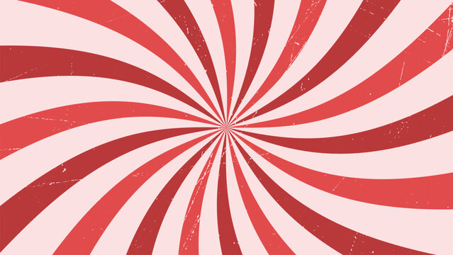 Red and pink spiral sunburst background with vintage twist effect. Perfect for retro designs, candy-themed graphics, pop art posters, and vibrant abstract backdrops for creative projects.