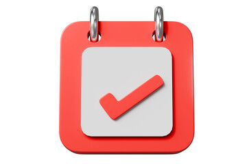 3d calendar checklist icon. task done productivity concept. Minimal cartoon calendar planner todo for app banner. isolated on white background. 3d render.