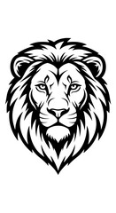 Fototapeta premium Majestic lion head portrait, powerful and focused gaze.