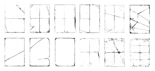 Grunge Frame Borders on Transparent Texture Isolated Artistic Effects Aged Edges Dark Outlines Distress Elements Paper Frames