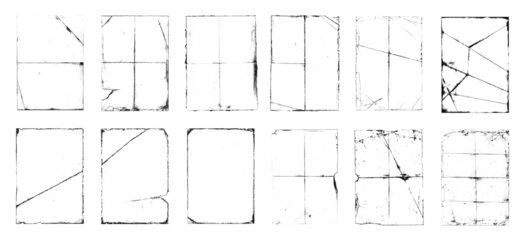 Grunge Frame Borders on Transparent Texture Isolated Artistic Effects Aged Edges Dark Outlines Distress Elements Paper Frames