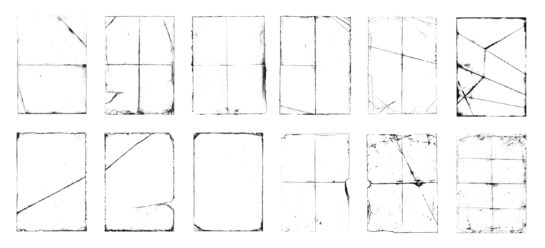 Grunge Frame Borders on Transparent Texture Isolated Artistic Effects Aged Edges Dark Outlines Distress Elements Paper Frames