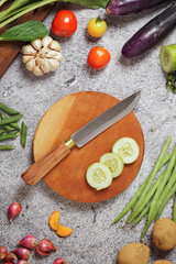photo of a kitchen knife specifically for cutting vegetables and fruit, mirror and satin knife material