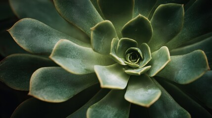 Close view of a succulent plant showing thick green leaves and a spiraling center in natural light