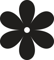 Simple black six petal flower graphic design element
