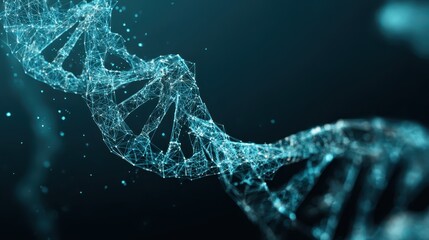 Detailed view of a digital DNA strand representing genetic information in a futuristic design