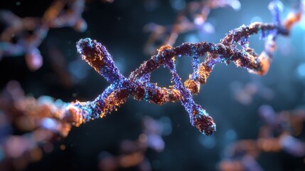Colorful representation of a DNA strand showcasing its structure and features in a scientific illustration