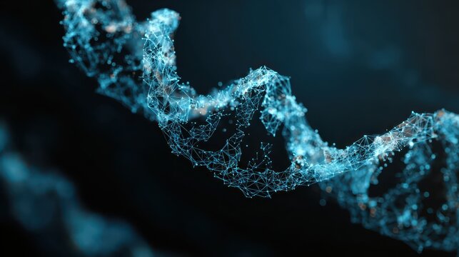 Exploring the intricate structure of a DNA helix with a digital touch in a dark background - Powered by Adobe