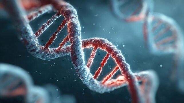 3D representation of DNA structure showcasing intricate details of genetic material in a digital environment