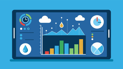 A dashboard display showing realtime data on water usage including graphs and charts for easy analysis and decisionmaking.. Vector illustration