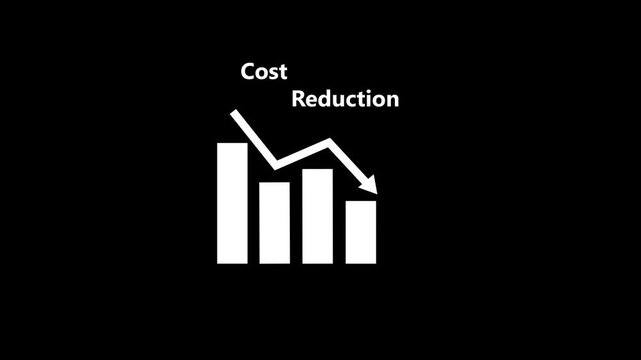 cost reduction graphics and digital icons, illustrating financial analysis and strategic management in a professional context.
