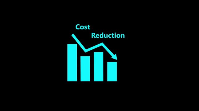 cost reduction graphics and digital icons, illustrating financial analysis and strategic management in a professional context.