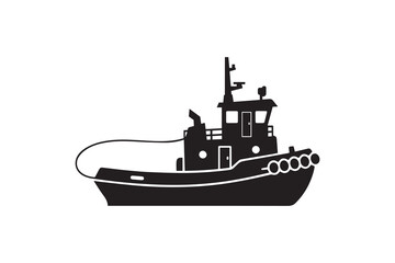 Fototapeta premium Maritime Tugboat Silhouette Graphic Simple Tugboat Icon in Flat Design
