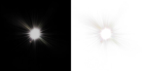 Bright light burst overlay on contrasting black and white backgrounds, creating a dynamic visual...