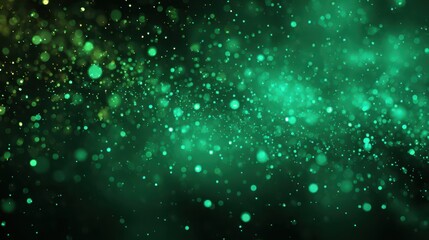 Obraz premium Beautiful green particles shimmering in the dark, creating a magical and enchanting atmosphere for events and celebrations