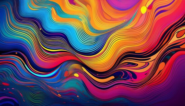 abstract colorful liquid shapes with halftone pattern