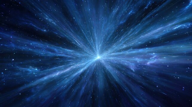 Cosmic explosion of light and energy traveling through deep space on a clear night