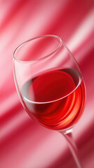 Red wine glass with smooth red background creating elegant and warm atmosphere
