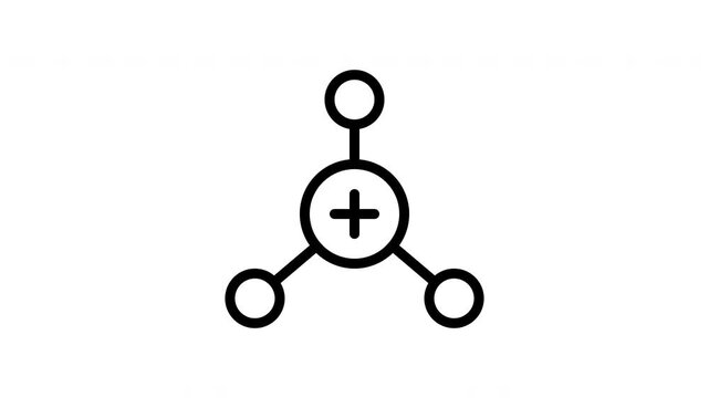 Diagram with connection icon, central plus sign, interconnected circles for presentations, data visualization, network concepts, and communication visuals.