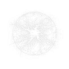 Abstract white energy sphere with intricate lightning patterns radiating from the center, creating a dynamic visual effect for creative design and artistic projects