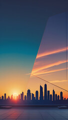 AI Cityscape: Sunset Horizon with Urban Skylines and Modern Architecture