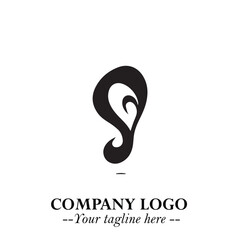 Elegant Ear Logo Symbol in Black on White Background with Minimalist and Modern Design